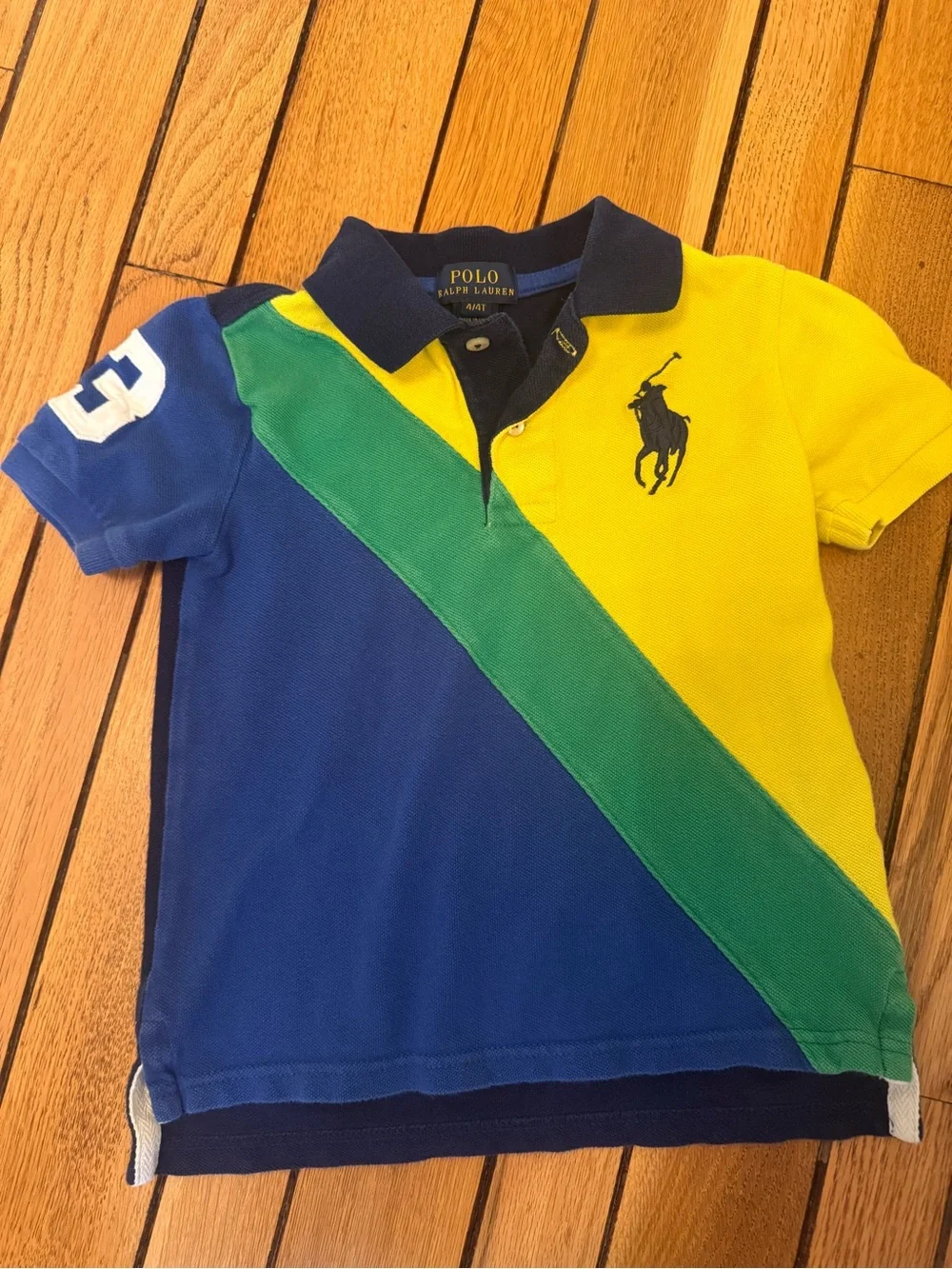 Polo by Ralph Lauren Boys' Diagonal Colorblock Polo - Yellow, Blue, Green